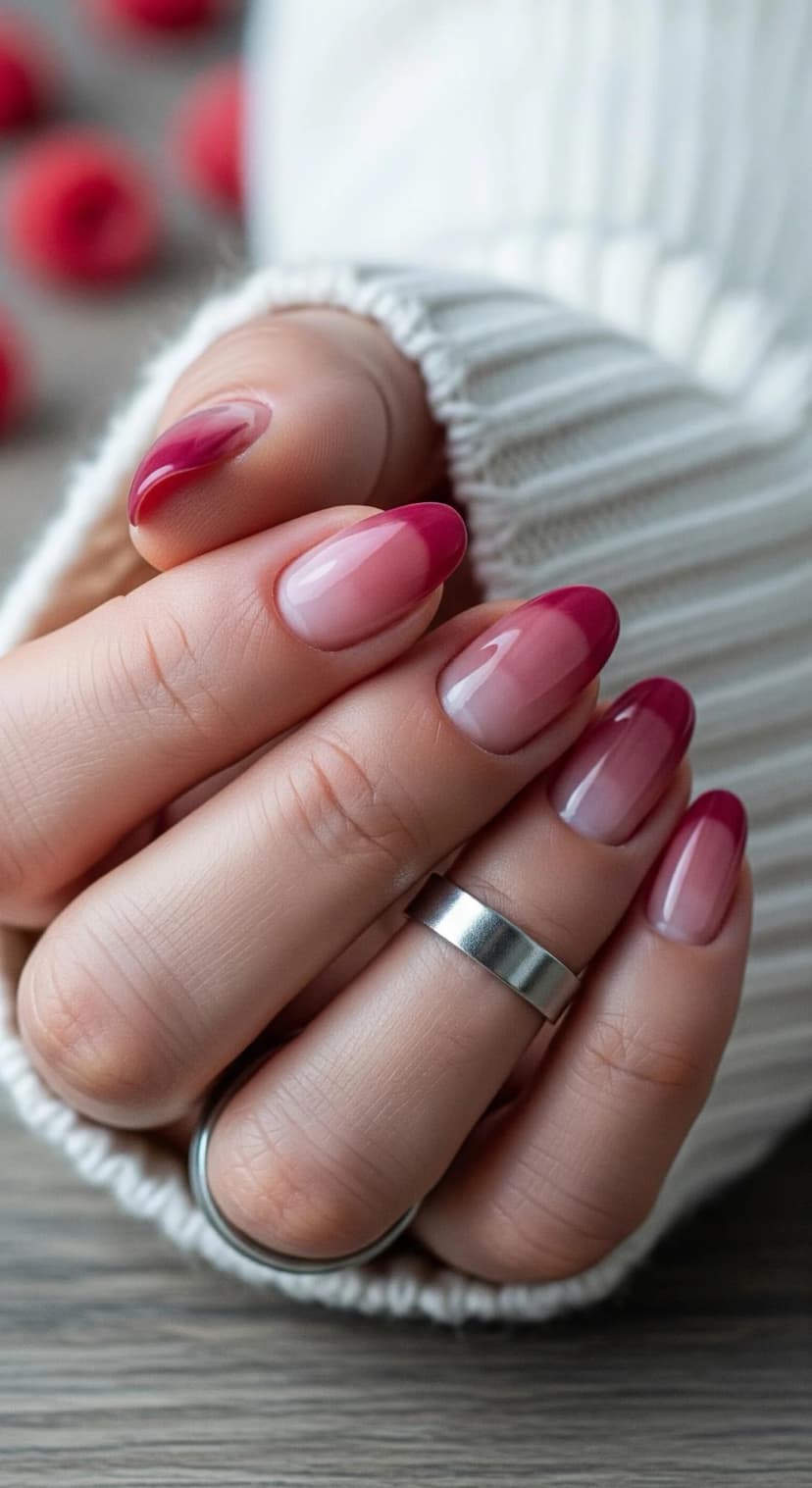 Deep Berry Ombre Nails