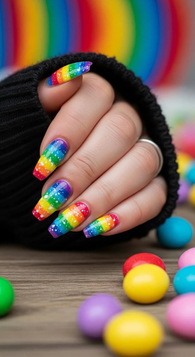 Rainbow Speckled Nails