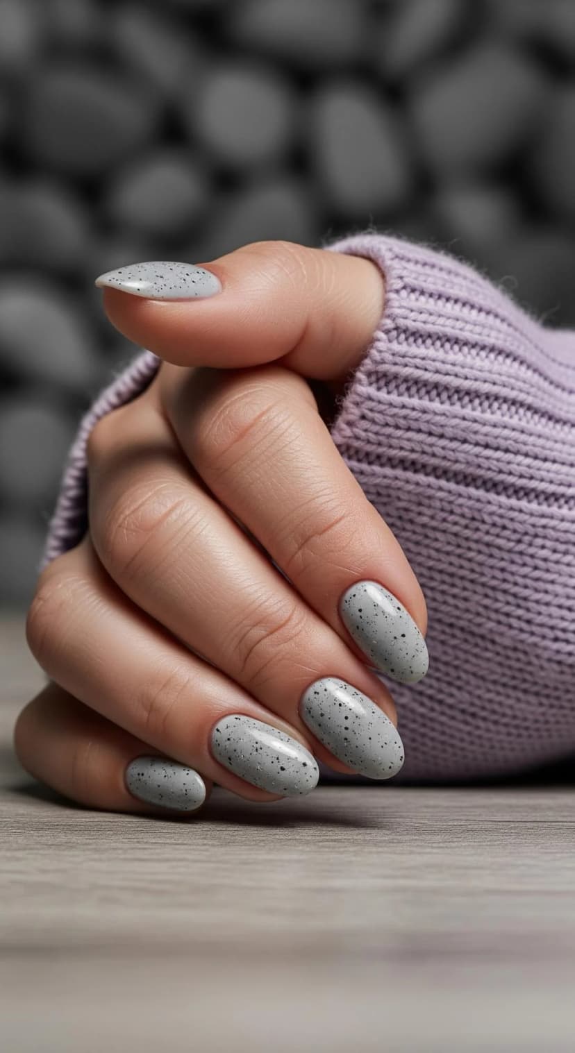Grey Speckled Easter Egg Nails