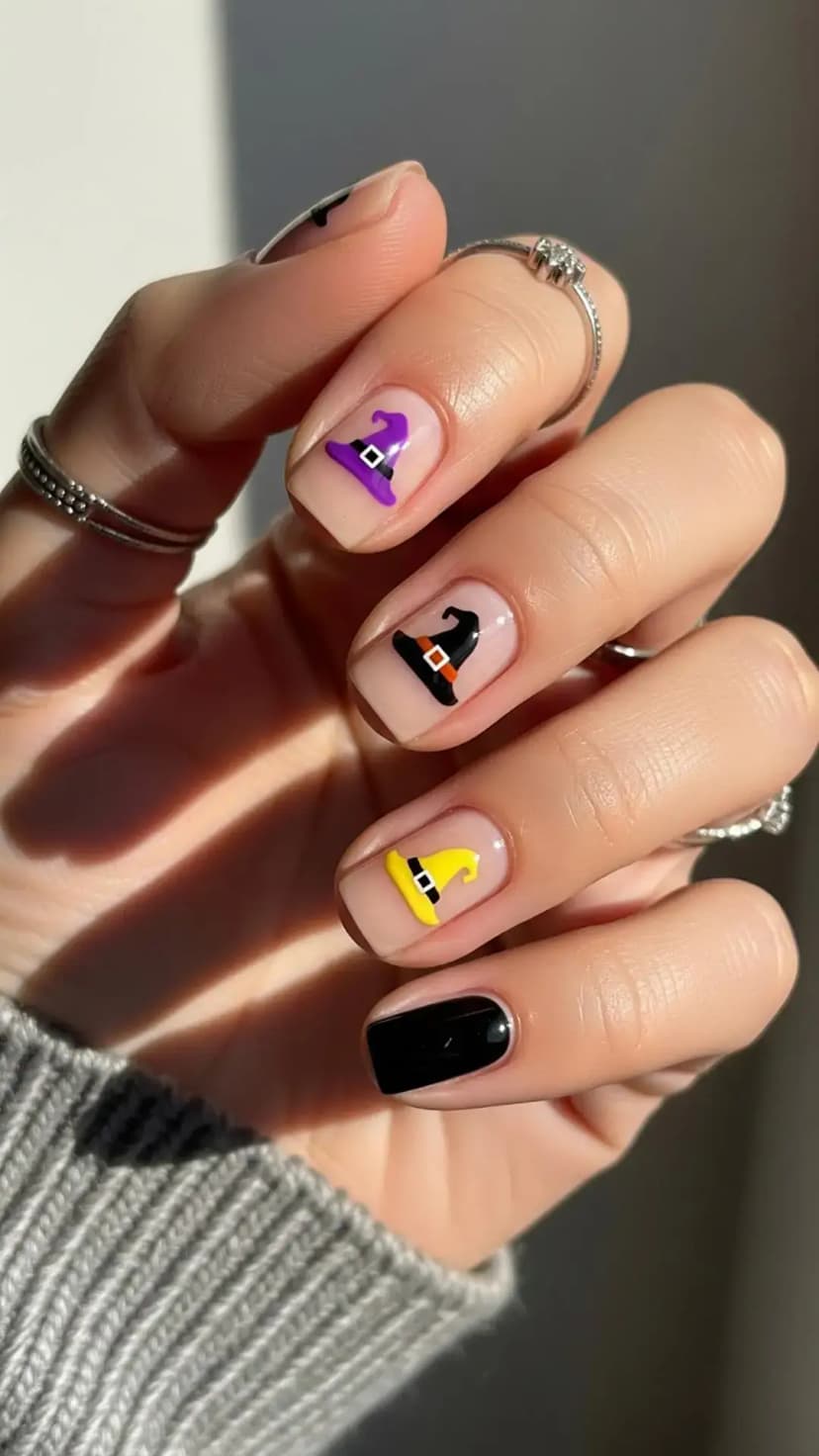 Colorful Witch Hat Nails