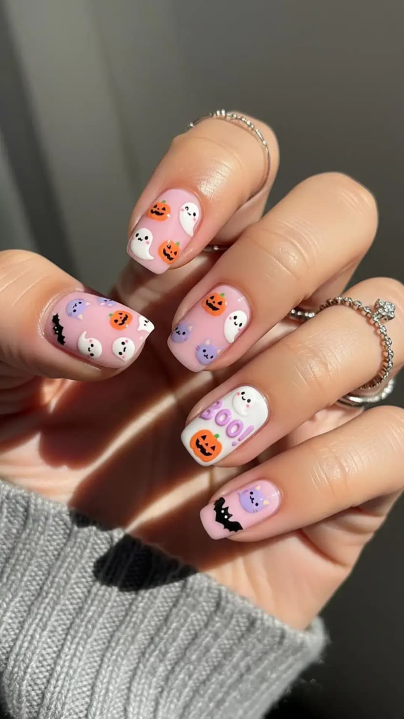 Pastel Halloween Party Nails
