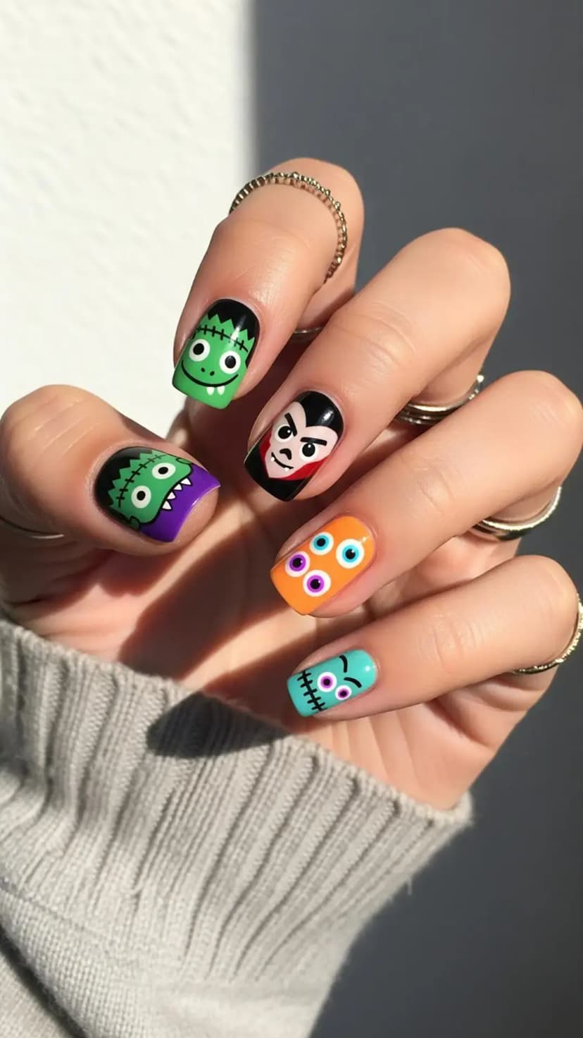 Spooky Neon Ghost Nails