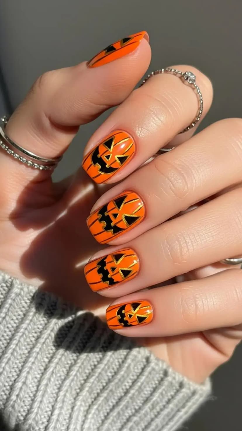 Classic Jack-O'-Lantern Nails
