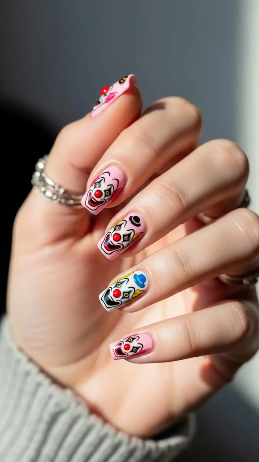 Creepy Cute Clown Nails