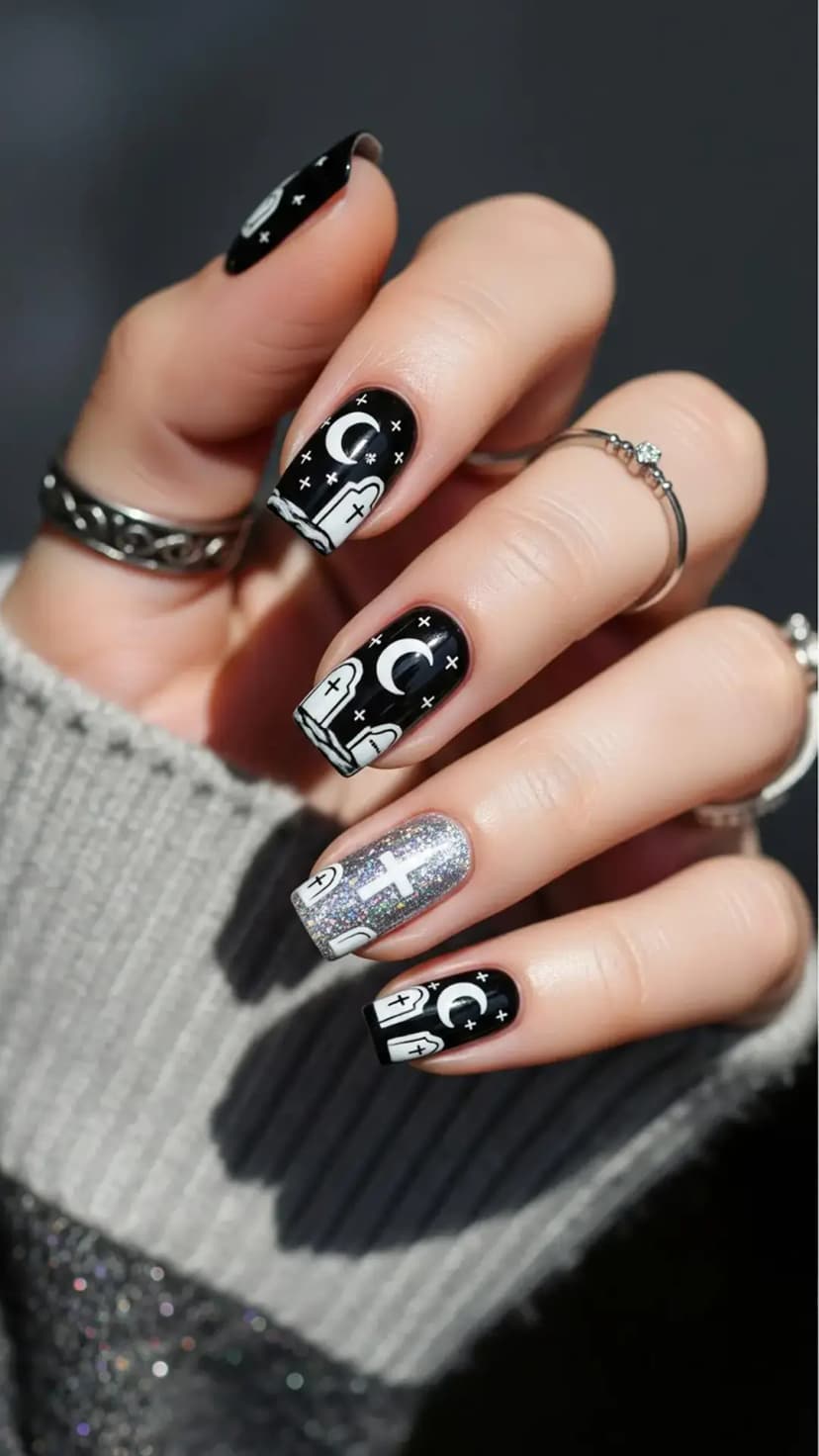Glitter Graveyard Nails