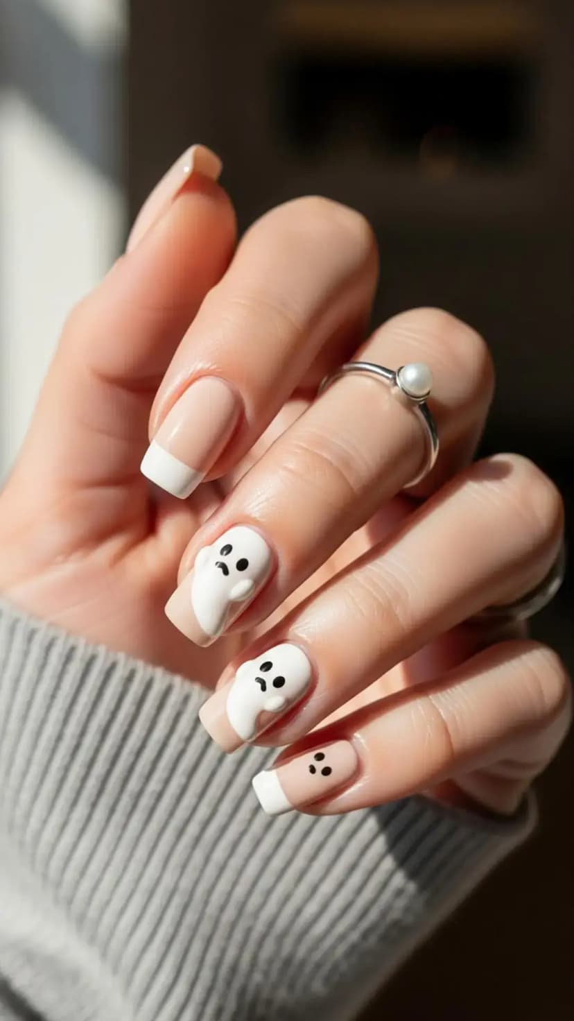 Long Ghost French Nails
