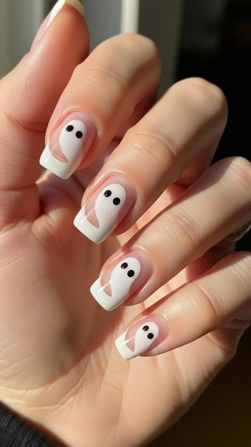 Cute Ghost French Tips