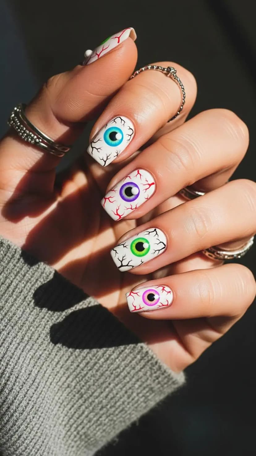 Colorful Creepy Eyeball Nails