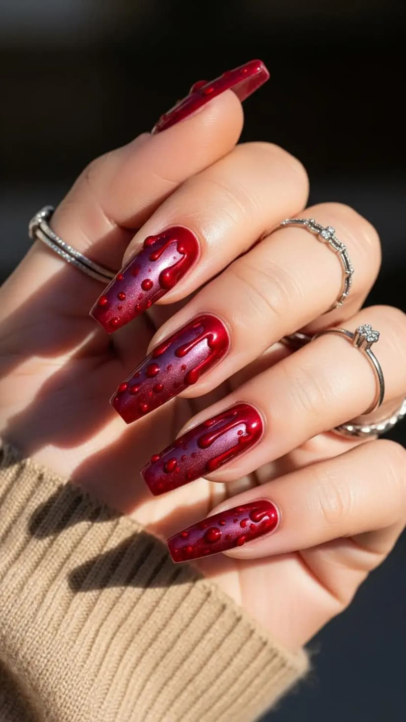 Dripping Vampire Red Nails