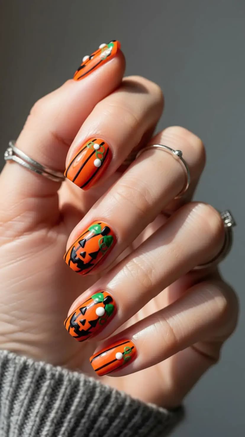 Playful Pumpkin Patch Nails