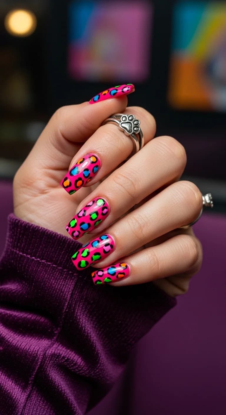 Neon Pop Leopard Print