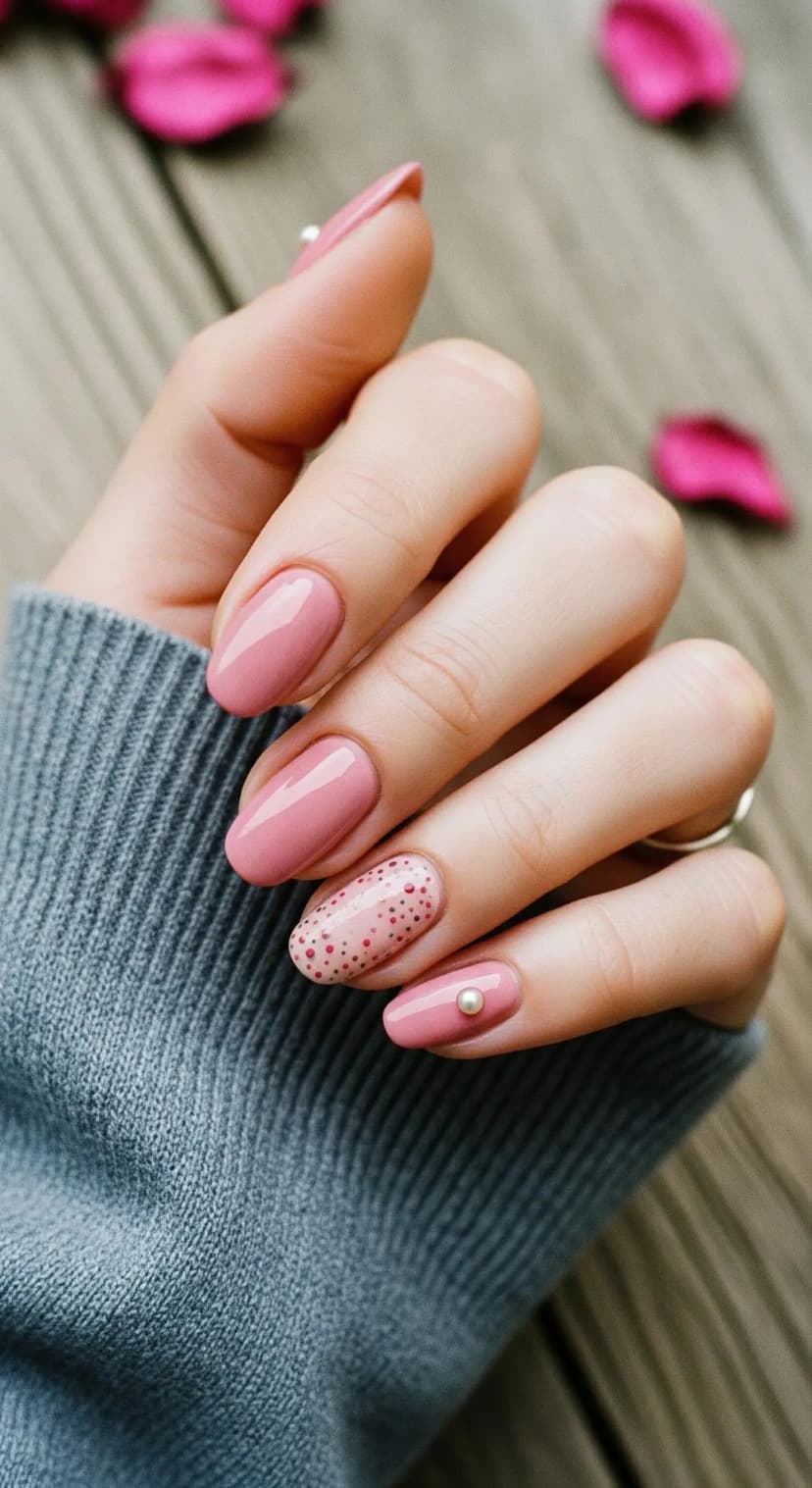Classic Pink Dots + Pearl Accent