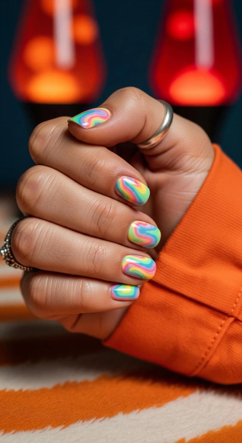 Swirl Rainbow Nails