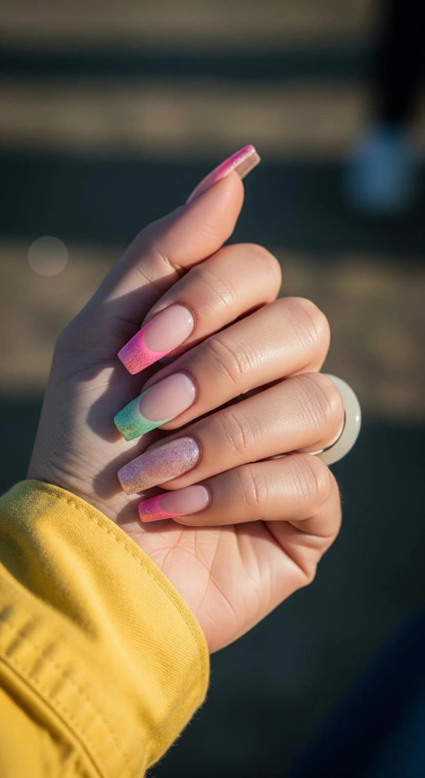 Ombre French Tip Stiletto Nails + Classic French Tip Stiletto Nails