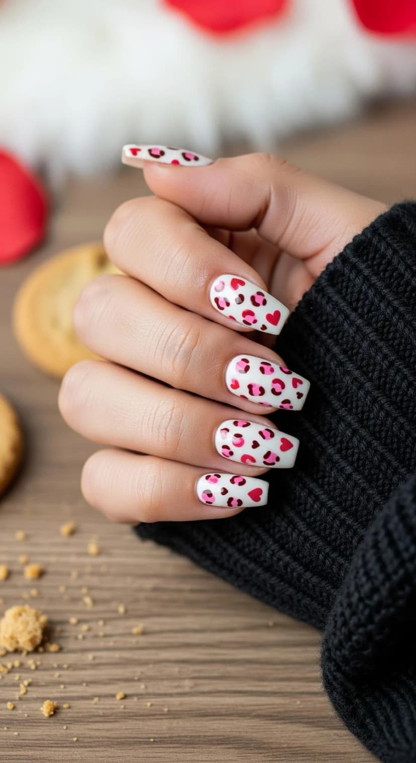 White Base Coat + Pink Heart Details