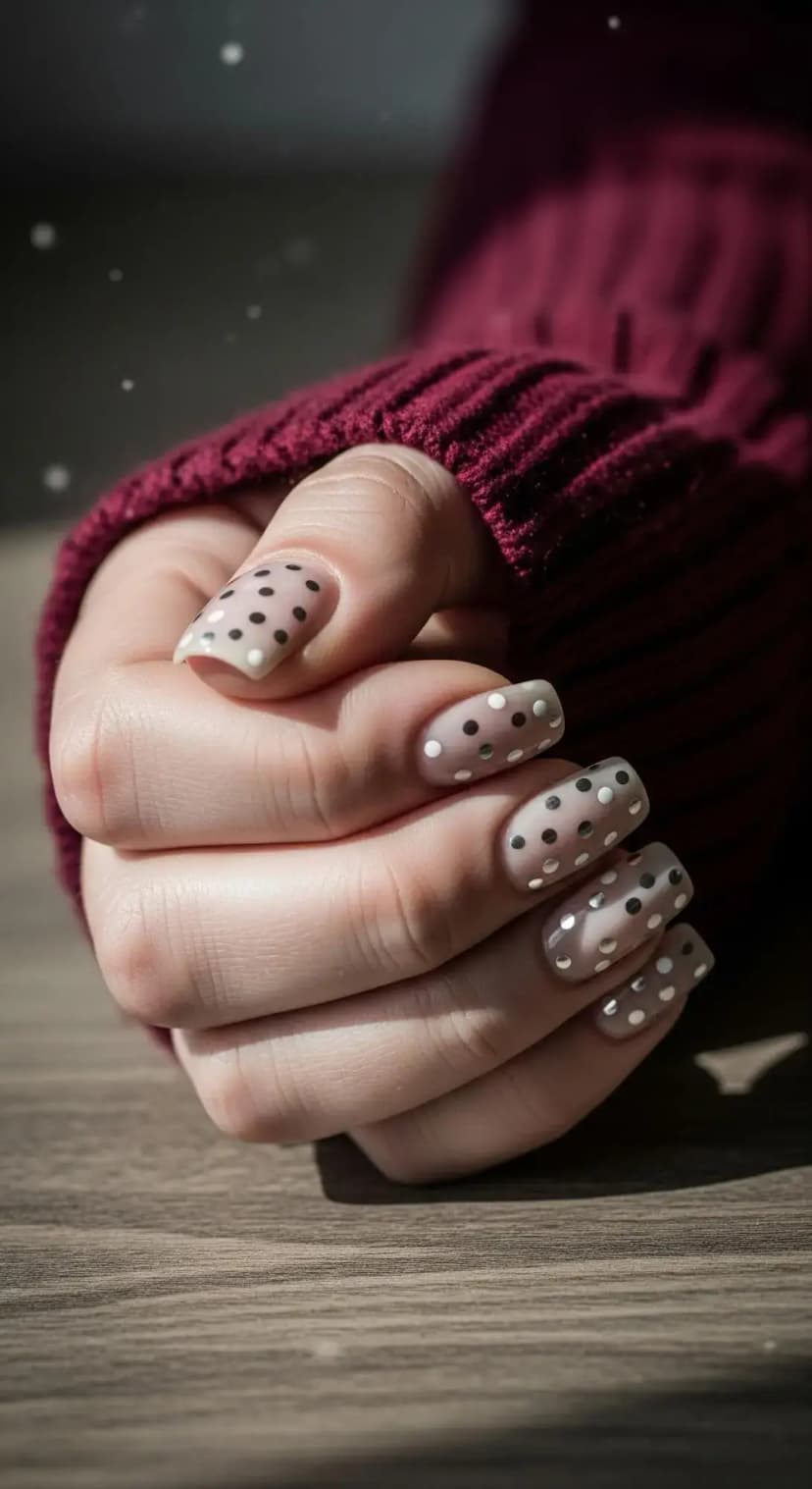 Winter Polka Dot Nails