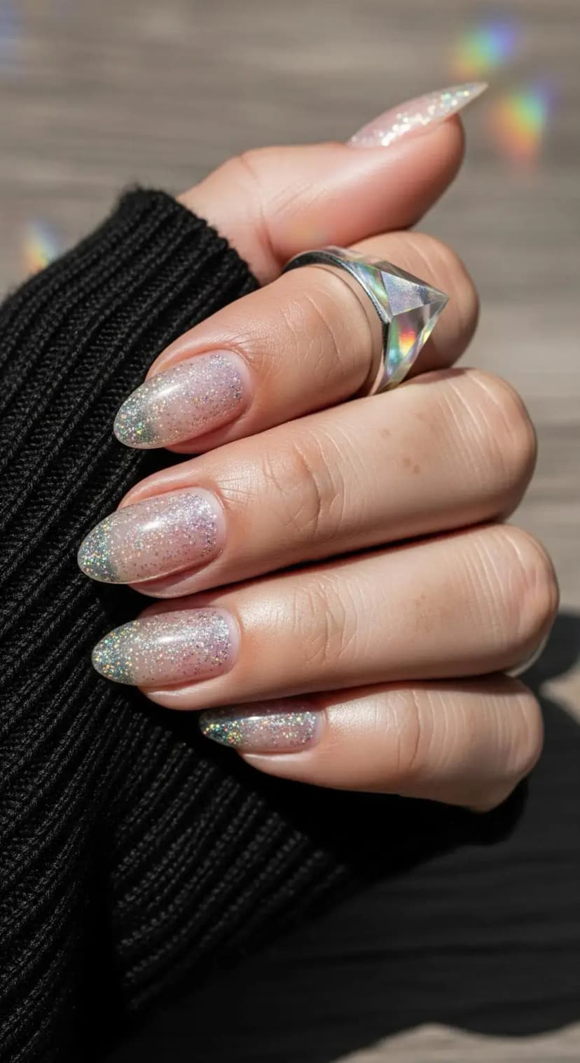 Hollow Glitter Snow Nails