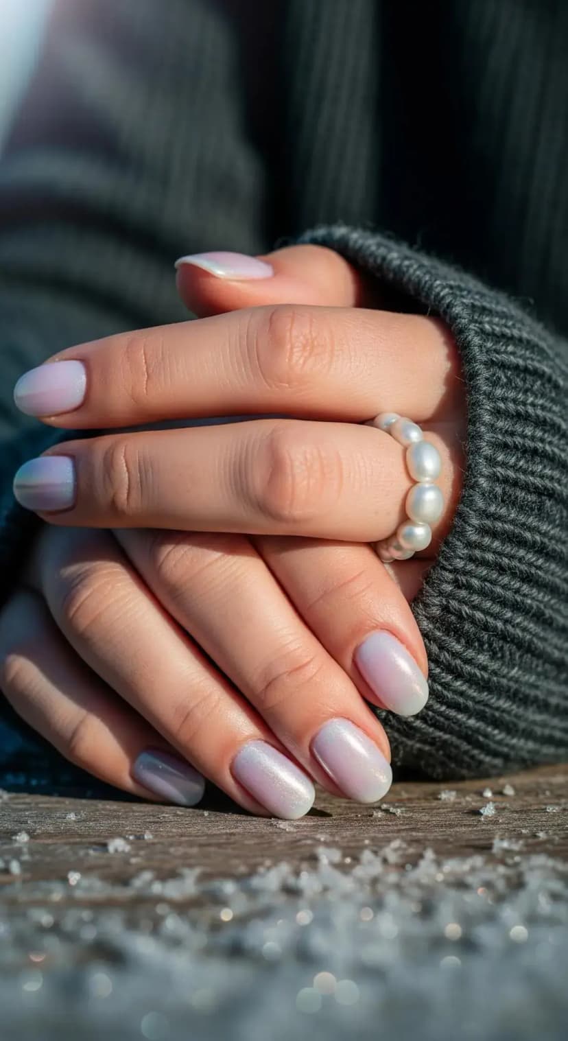 Pastel Shimmer Frost Nails