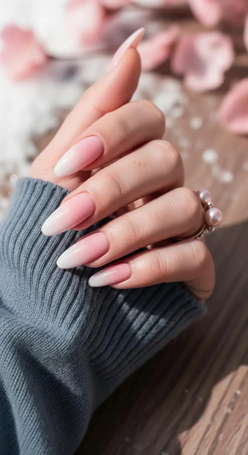 Blush Layer Ombre Winter Nails