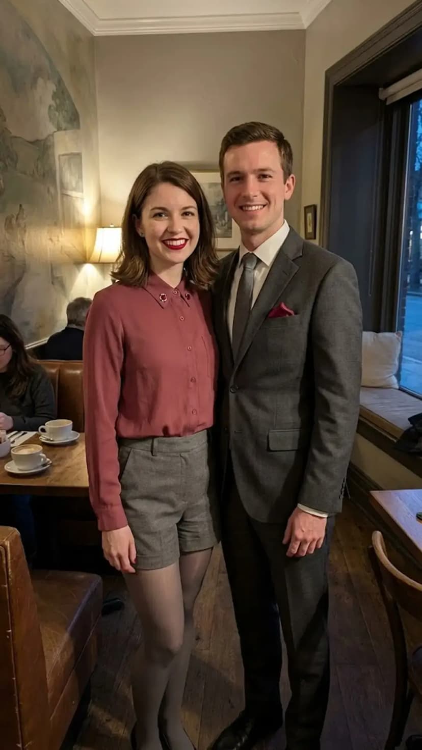 Mauve Button-Up Shirt + Grey Tailored Shorts + Charcoal Suit + Mauve Pocket Square