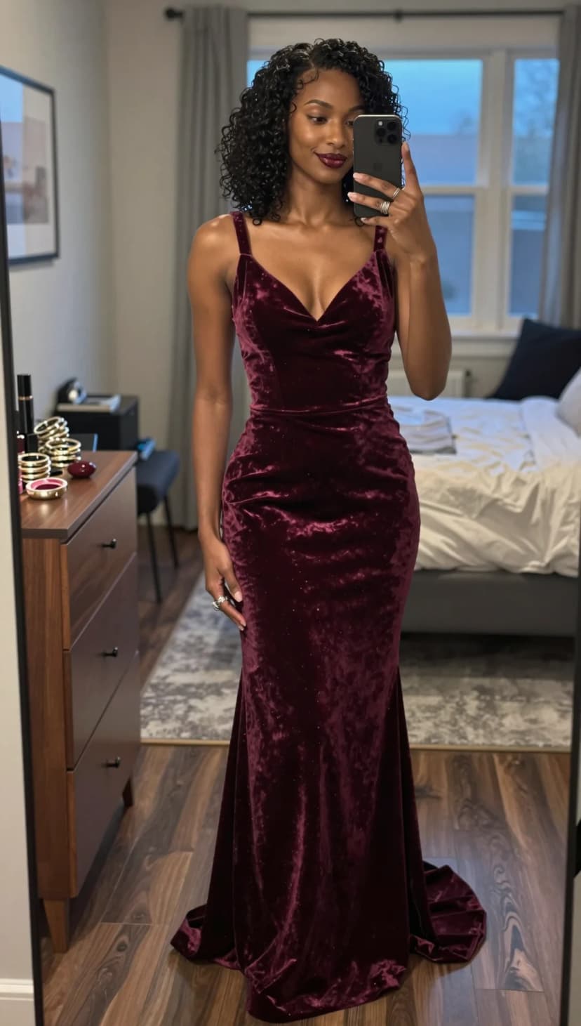 Burgundy Velvet Gown
