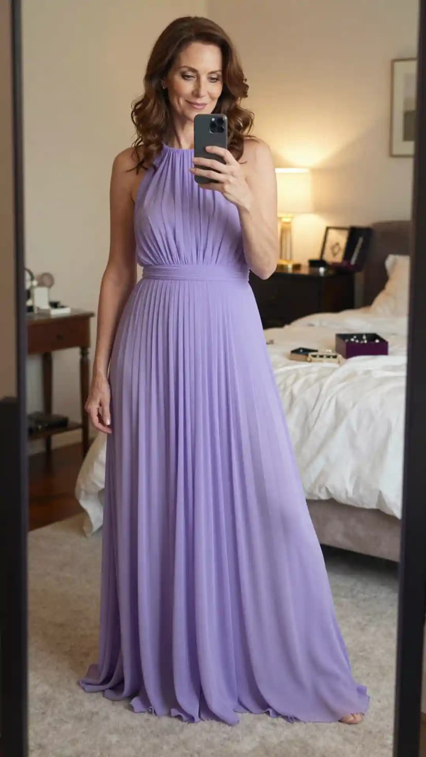 Lavender Chiffon Halter Maxi Dress
