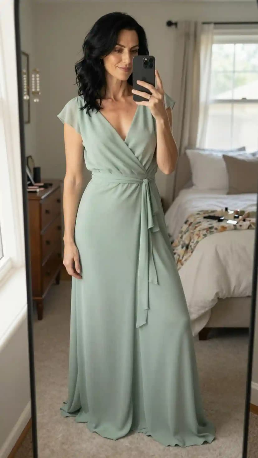 Sage Chiffon Maxi Dress