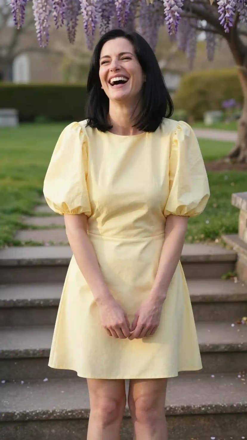 Yellow Cotton Puff Sleeve Dress