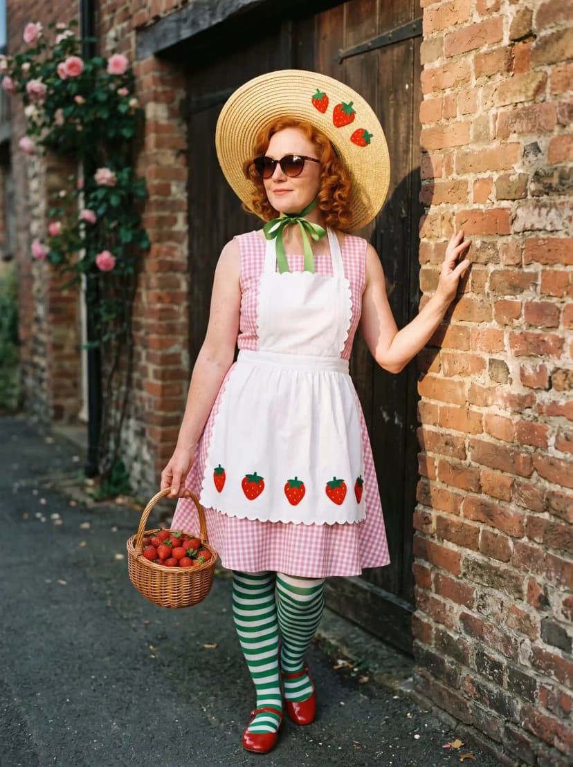 Pink Gingham Dress + White Apron