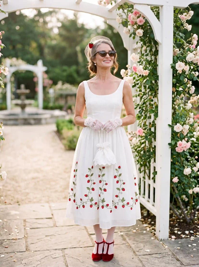 White Embroidered Midi Dress