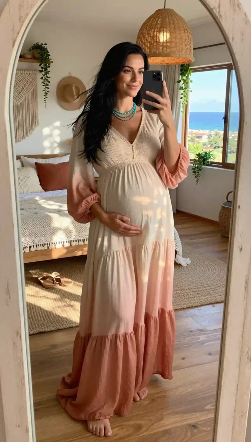 Tiered Maxi Dress + Turquoise Necklace