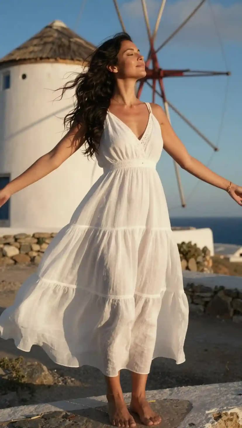 White Tiered Maxi Dress + Barefoot