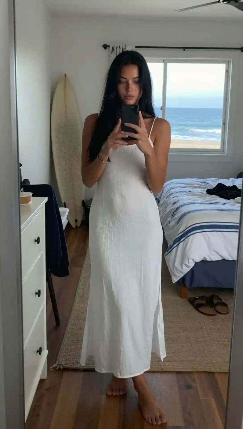 White Spaghetti Strap Maxi Dress