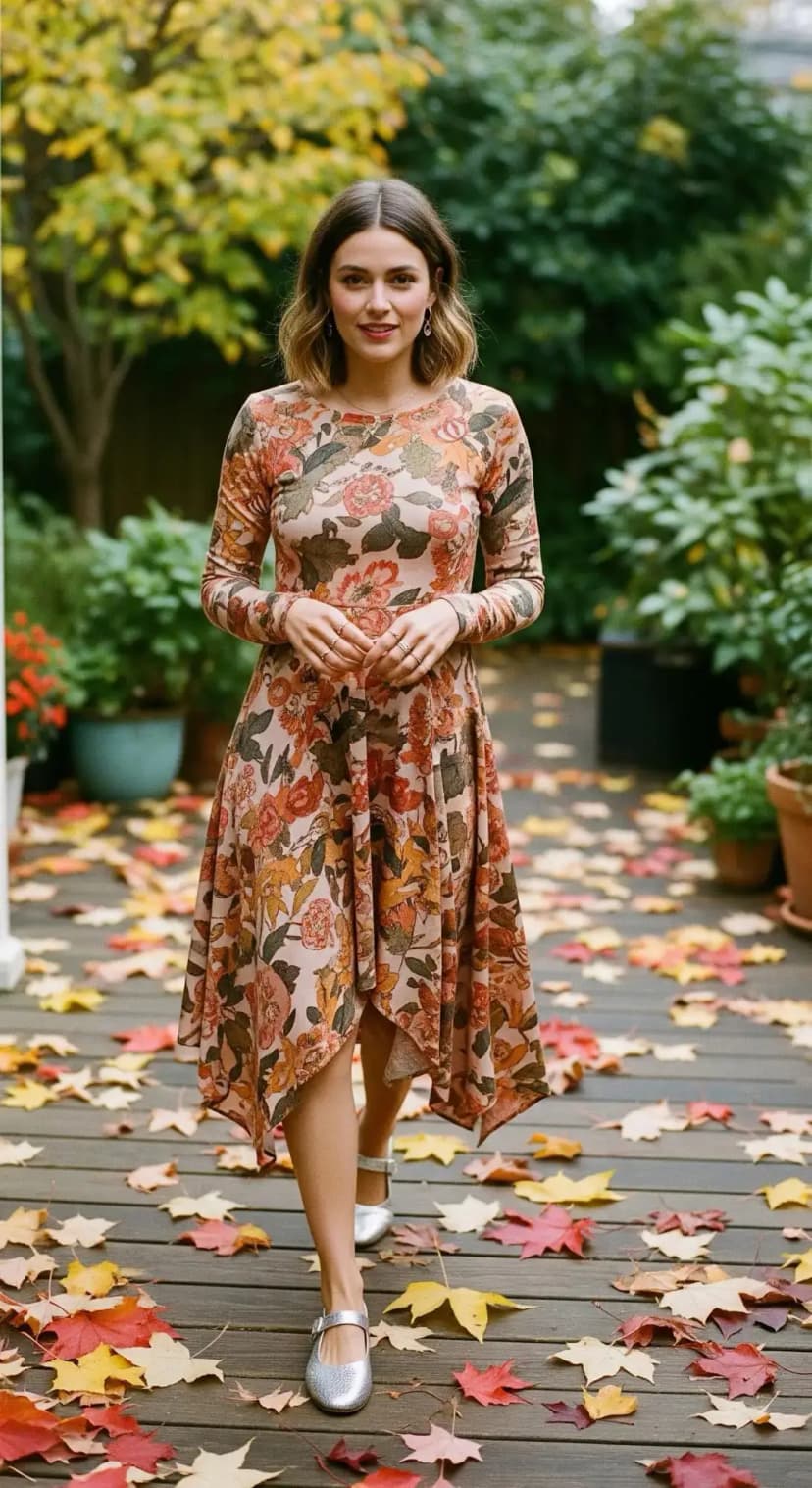 Asymmetrical Hem Dress with Mary Janes