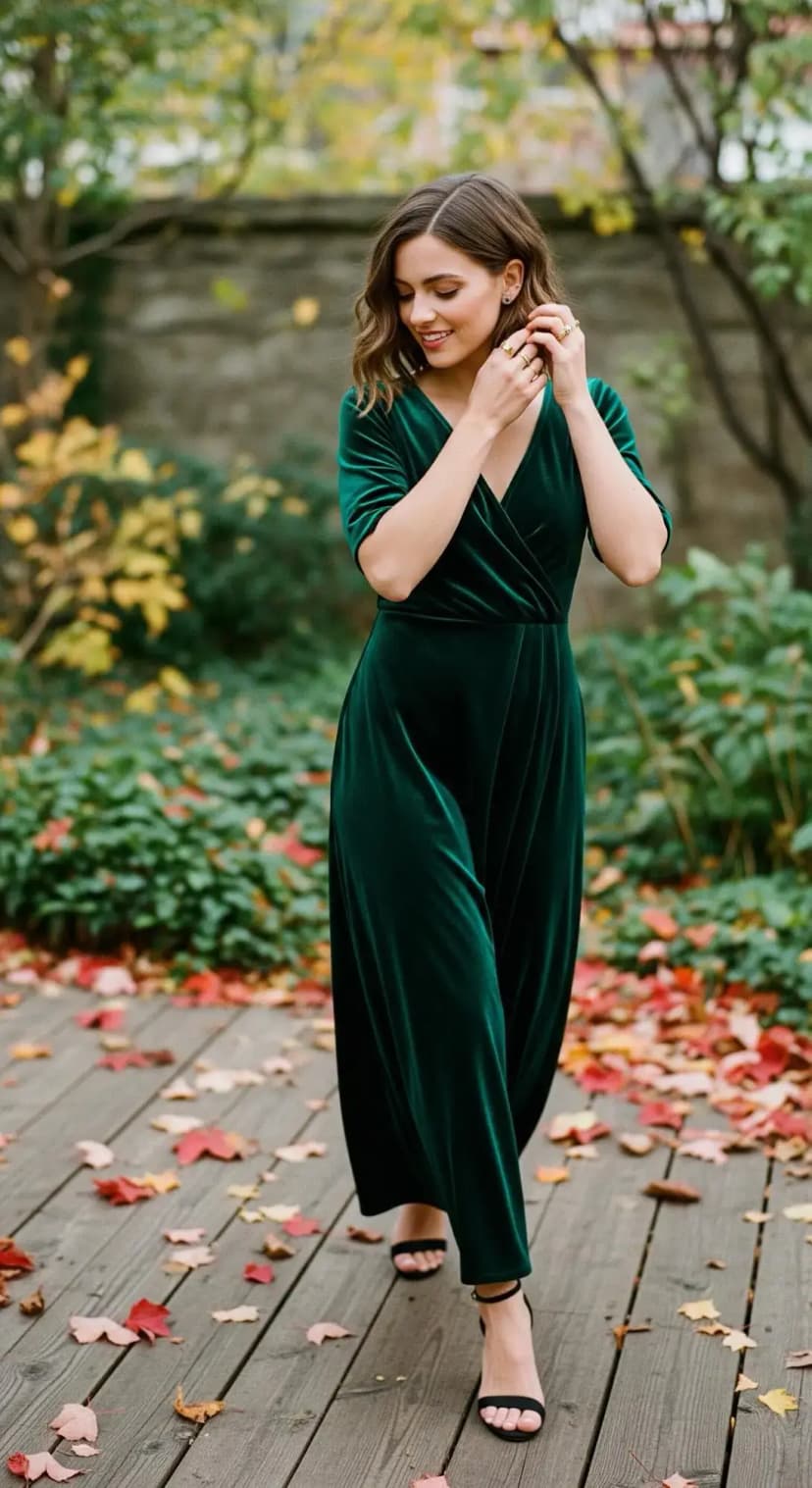 Velvet Dress with Strappy Heels