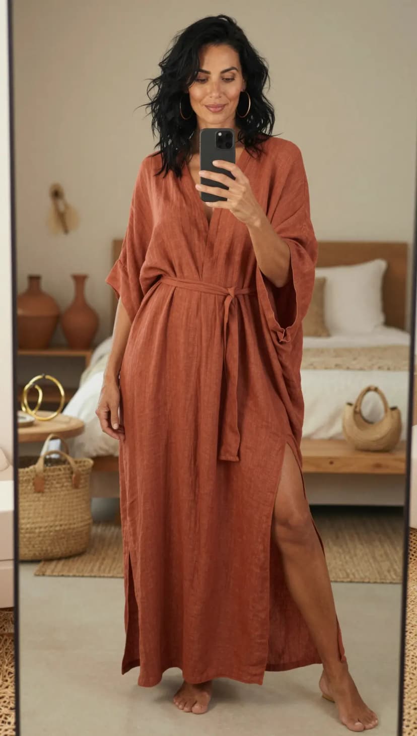 Terracotta Linen Maxi Dress