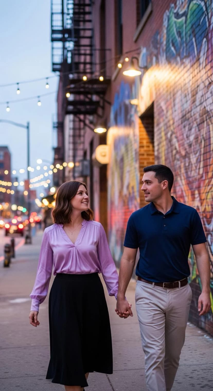 Lavender Satin Blouse + Black Midi Skirt