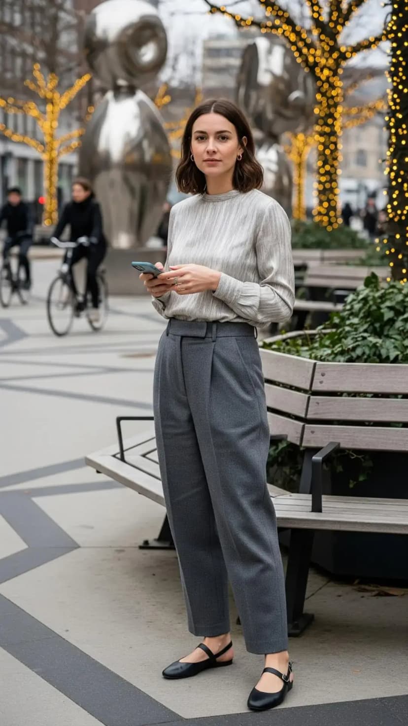 Silver Ribbed Sweater