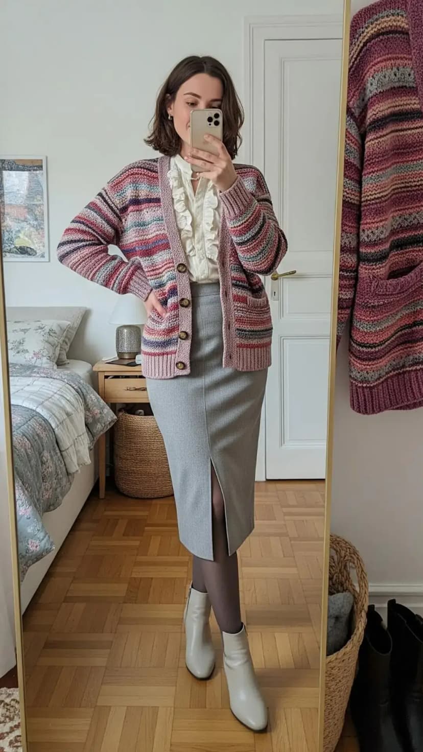 Pink Striped Cardigan