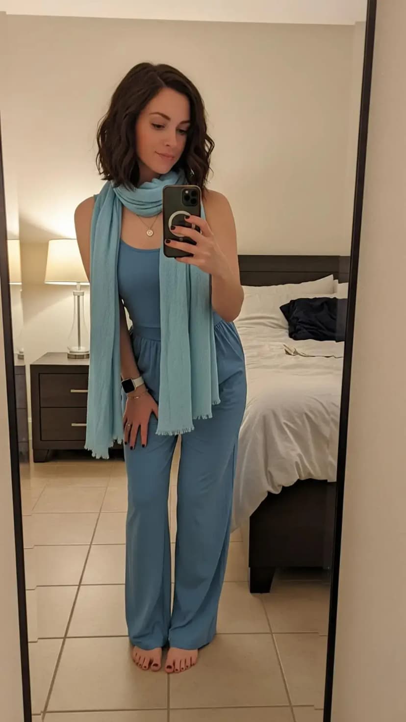 Light Blue Jumpsuit + Matching Scarf