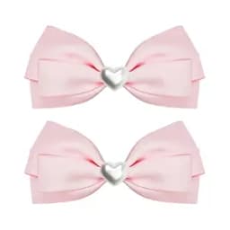 Pink Hair Bow Clips Set