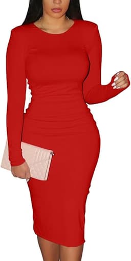 Bodycon Red Midi Dress
