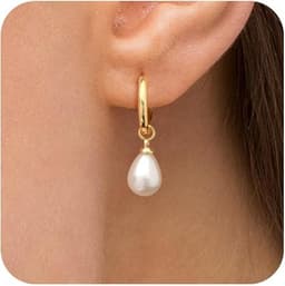 Gold Pearl Dangle Earrings