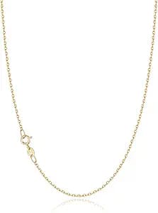 Jewlpire 18k Gold Plated 925 Sterling Silver Chain Necklace for Women, 1.2mm Cable Chain Necklace Super Sturdy & Shiny Women\'s Chains Necklaces 14/16/17/18/20/22/24 Inches