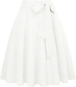 Belle Poque Women\'s High Waist A-Line Pockets Skirt Skater Flared Midi Skirt Vinage Skirt