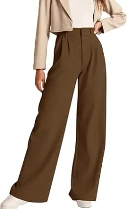 High Waisted Wide Leg Work Pants (Olive)