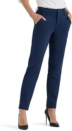 Ultra Lux Comfort Side Vent Ankle Pants (Navy)