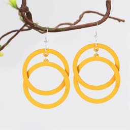 Retro Handmade Wooden Hoop Earrings