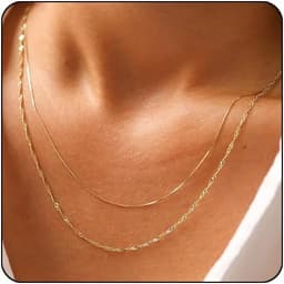 Gold Plated Thin Chain Layered Necklaces