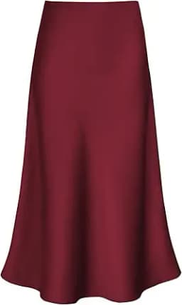 High Waist Flared A-Line Midi Skirt (Red)